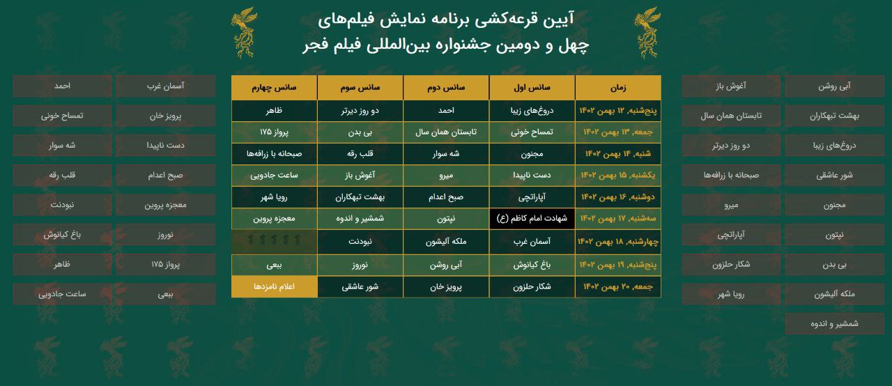 آی تیکت نیوز - جدول اکران فیلم فجر42 مشخص شد؛ آغاز «خانه جشنواره‌» با دروغ‌های زیبا